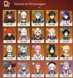 AR60 / 17 chars 5* / vários 4 * c6/ artefatos muito fortes - Genshin Impact