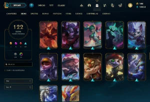 conta season 22 mestre com muitas skins - League of Legends LOL