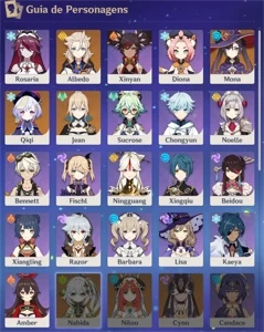 Conta Genshin Impact com Albedo, Mona, Qiqi, Jean e mais 17