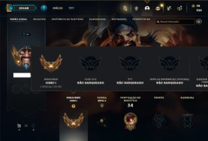 Ouro 1 com 30 Champs e 4 Skins - League of Legends LOL
