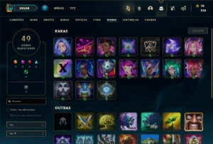 Ouro 1 com 30 Champs e 4 Skins - League of Legends LOL