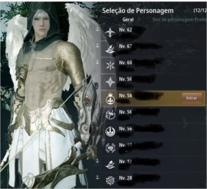 Conta Black Desert SA, Arqueiro/Mago 62, 576 GS 276 PA,300DP