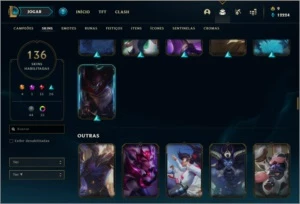 Conta unranked com 136 skins e 150 champs (faltam 5) - League of Legends LOL