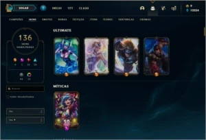 Conta unranked com 136 skins e 150 champs (faltam 5) - League of Legends LOL