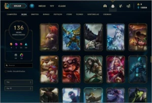 Conta unranked com 136 skins e 150 champs (faltam 5) - League of Legends LOL