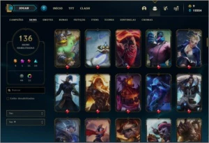 Conta unranked com 136 skins e 150 champs (faltam 5) - League of Legends LOL