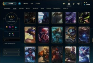 Conta unranked com 136 skins e 150 champs (faltam 5) - League of Legends LOL