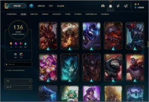 Conta unranked com 136 skins e 150 champs (faltam 5) - League of Legends LOL