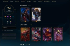 Conta lol gold 4 129 champs 64 skins lvl 46 - League of Legends