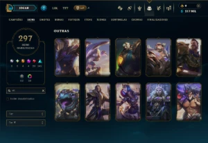 Prata 2 com TODOS os Champs e 297 Skins ( ADC / JG / MID ) - League of Legends LOL