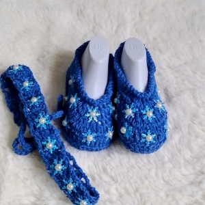 Kit Sapatinho e Faixa Azul com Estrelas