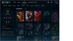 Conta Lol  61 Campeões/34 skins  - 3 Lendárias - Ouro 4 - League of Legends