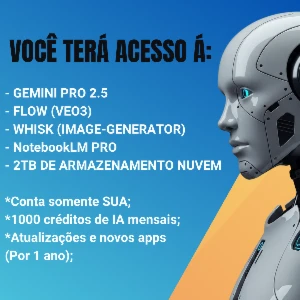 Google AI Pro (Gemini 2.5 Pro, Veo3, Whisk, etc...) - 1 ANO - Assinaturas e Premium