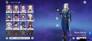 Conta Genshin Impact Ar 57 com Neuvillette e Wriothesley