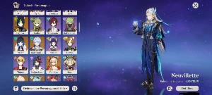 Conta Genshin Impact Ar 57 com Neuvillette e Wriothesley