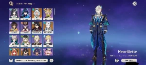 Conta Genshin Impact Ar 57 com Neuvillette e Wriothesley