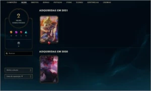 Conta LoL - Platina IV, 9 skins 2 lendárias, 34 campeões. - League of Legends