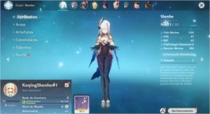 Contas Genshin Impact AR 5 com Keqing e Shenhe