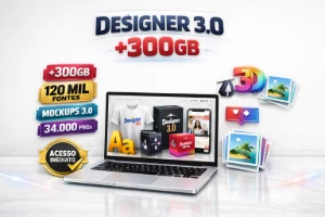 🔥 300GB Designer Pro: 120 Mil Fontes + Mockups