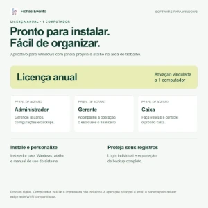 Fichas Evento — Licença Anual Para 1 Computador - Sites, Lojas e Sistemas Prontos Sites e Scripts