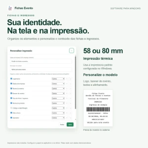 Fichas Evento — Licença Anual Para 1 Computador - Sites, Lojas e Sistemas Prontos Sites e Scripts