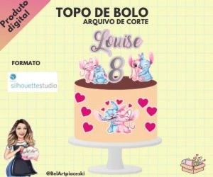 Arquivo De Corte - Topo De Bolo - Stich E Angel Mod 2 - Outros