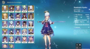 Ayaka com Bis + Shenhe + Cyno + Mona + tumulo do lobo. - Genshin Impact