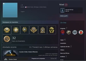 conta global 347 wins com 7 medalhas, 1,383 horas de jogo - Counter Strike CS