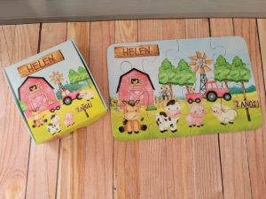 Quebra-cabeça Fazendinha com Caixa 19 x 13 cm - Artesanato e Personalizados