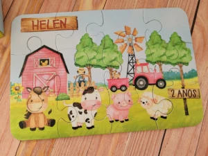 Quebra-cabeça Fazendinha com Caixa 19 x 13 cm - Artesanato e Personalizados