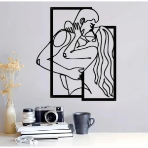 Quadro Vazado Casal Minimalista em MDF 40 x 35 cm