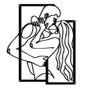 Quadro Vazado Casal Minimalista em MDF 40 x 35 cm - Artesanato e Personalizados