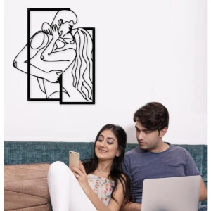 Quadro Vazado Casal Minimalista em MDF 40 x 35 cm - Artesanato e Personalizados