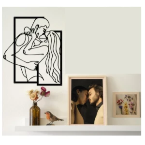 Quadro Vazado Casal Minimalista em MDF 40 x 35 cm - Artesanato e Personalizados