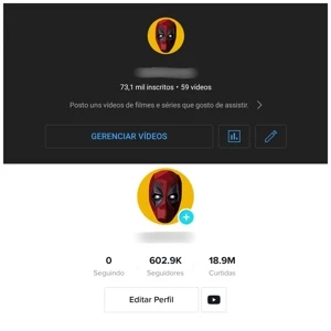 Conta do Tiktok + Canal do YouTube - Redes Sociais