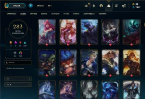 Ouro 4 com TODOS os champs e 282 Skins ( Main MID / SUP ) - League of Legends LOL