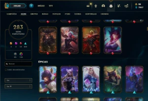Ouro 4 com TODOS os champs e 282 Skins ( Main MID / SUP ) - League of Legends LOL