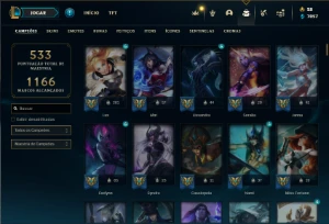 Ouro 4 com TODOS os champs e 282 Skins ( Main MID / SUP ) - League of Legends LOL