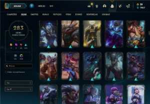 Ouro 4 com TODOS os champs e 282 Skins ( Main MID / SUP ) - League of Legends LOL