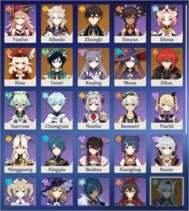 ZHONGLI C1, ALBEDO, VENTI, KLEE, DILUC C1, MONA, KEQING - Genshin Impact