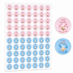 Kit 96 Etiquetas Chá Revelação 4,5 cm