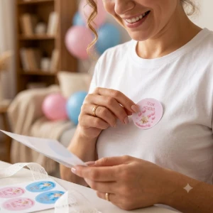 Kit 96 Etiquetas Chá Revelação 4,5 cm - Artesanato e Personalizados