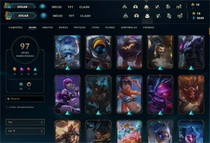 Conta Lol UNRANKED c/ todos os campeões e 97 skins - League of Legends