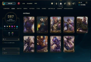 Unranked com TODOS os Champs e 287 Skins ( MID / ADC / JG ) - League of Legends LOL