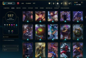 Unranked com TODOS os Champs e 287 Skins ( MID / ADC / JG ) - League of Legends LOL
