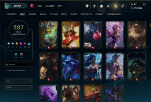 Unranked com TODOS os Champs e 287 Skins ( MID / ADC / JG ) - League of Legends LOL