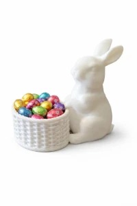 Coelho com Cestinho Decorativo de Páscoa - Artesanato e Personalizados