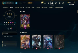 Esmeralda 3 com TODOS os Champs e 155 Skins +2 Raras - League of Legends LOL