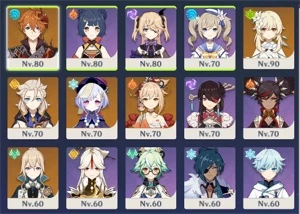 Conta AR 54 com 6 personagens 5 estrelas - Genshin Impact