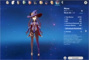 Genshin Impact AR 46 com 5 personagens 5estrelas